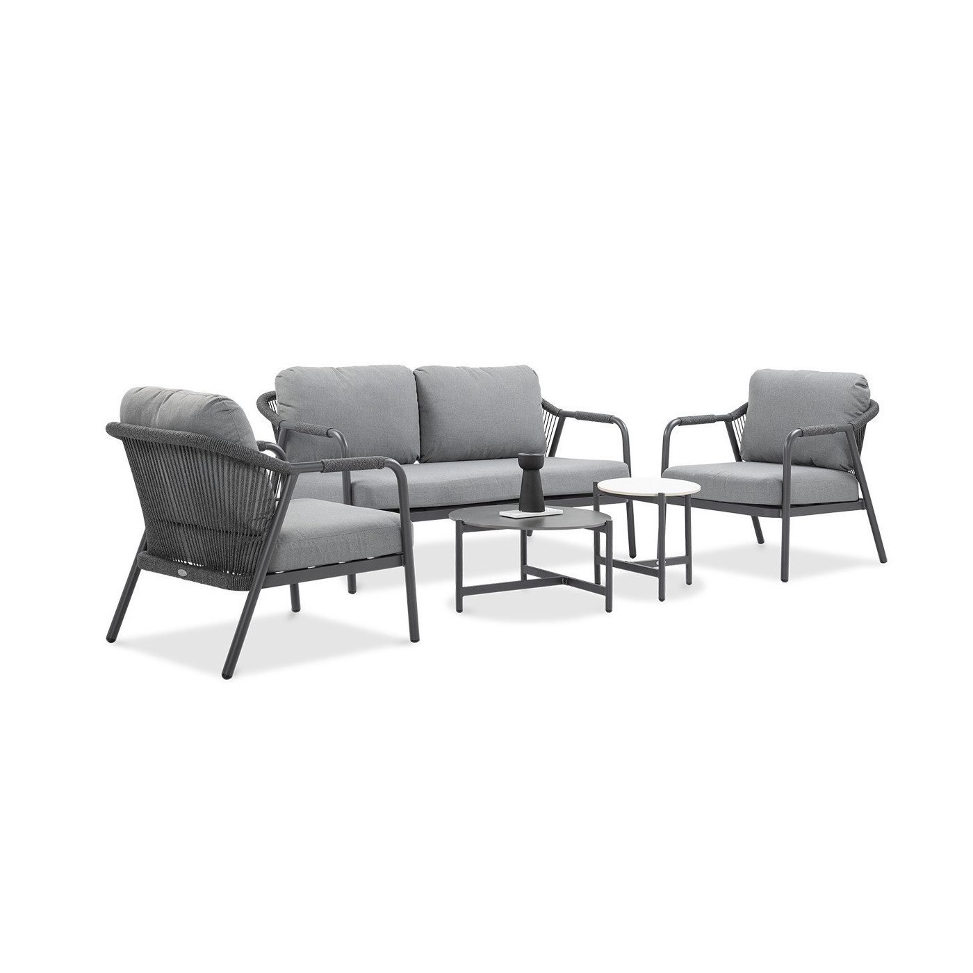 bok zestawu wypoczynkowego na ogród grafton caffe w kolorze szarym