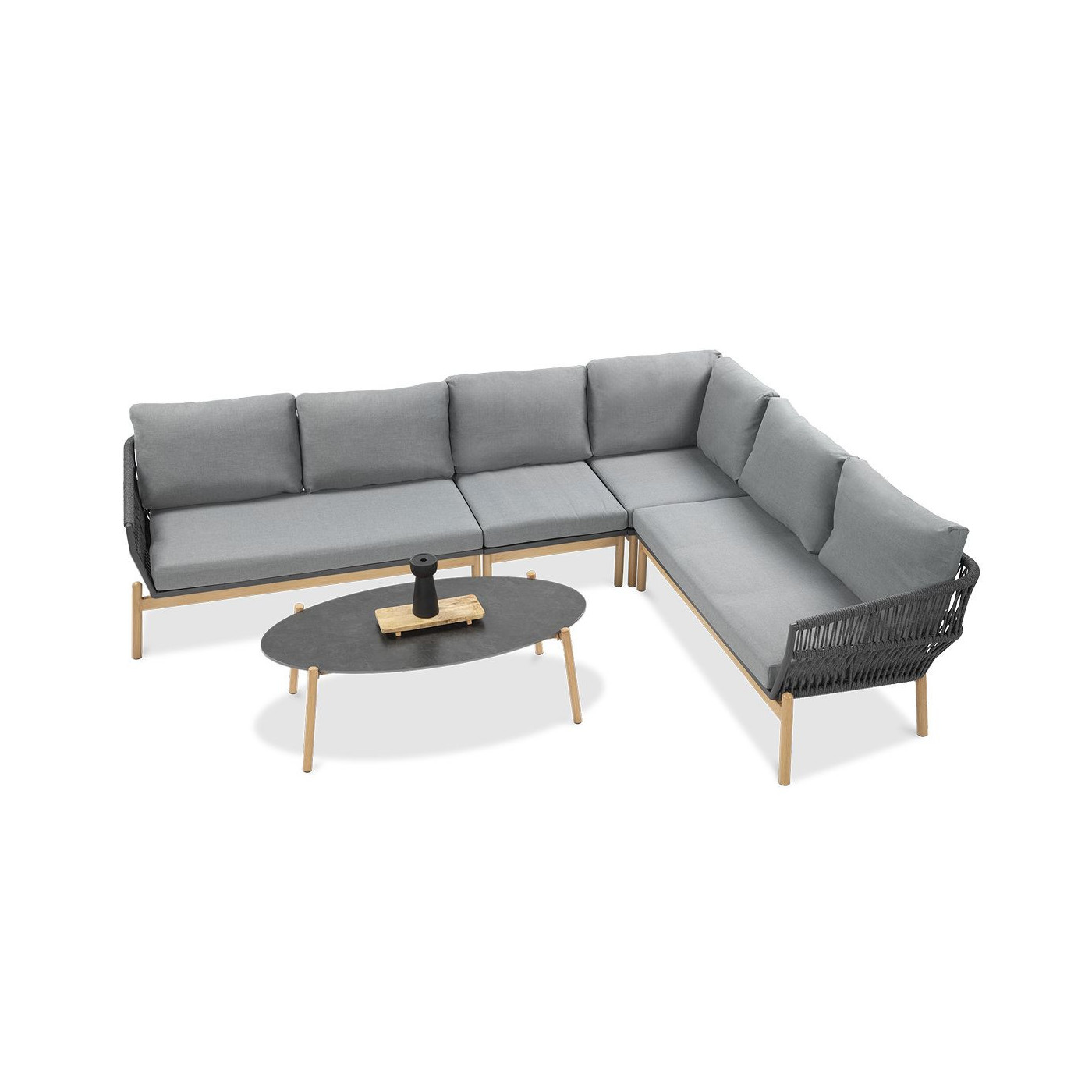 bok zestawu narożnego na taras paris caffe grey