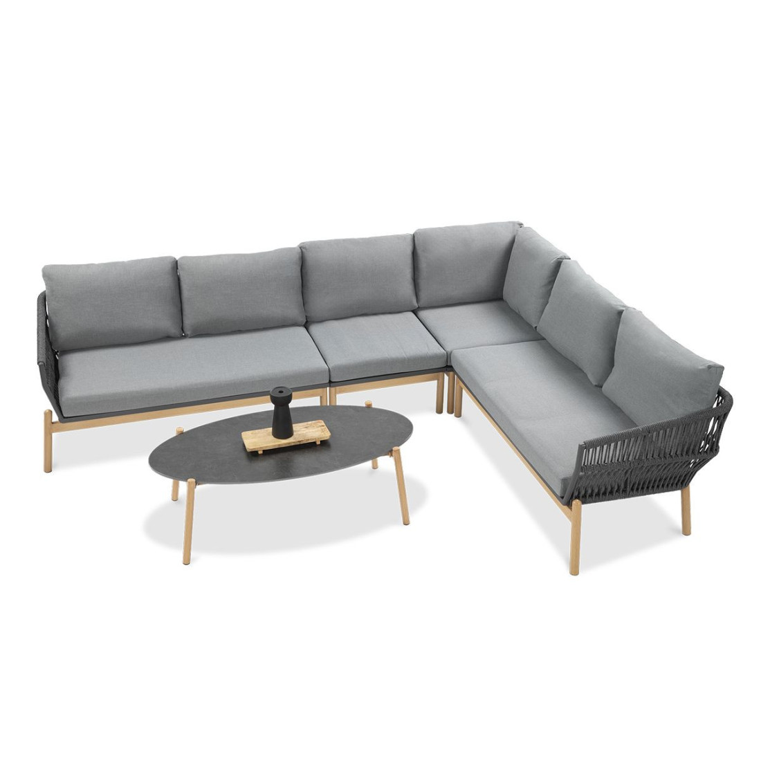 bok zestawu narożnego na taras paris caffe grey