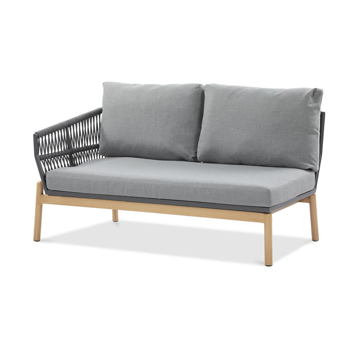 przód dwuosobowej sofy paris caffe z szarymi poduszkami