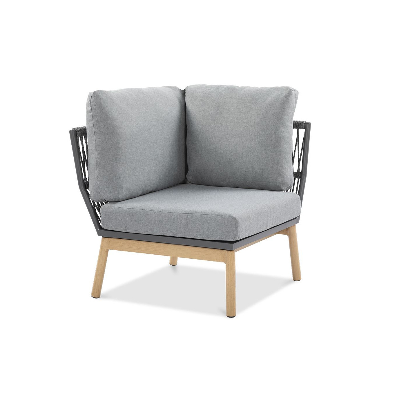 przód modułu narożnego paris caffe z szarymi poduszkami