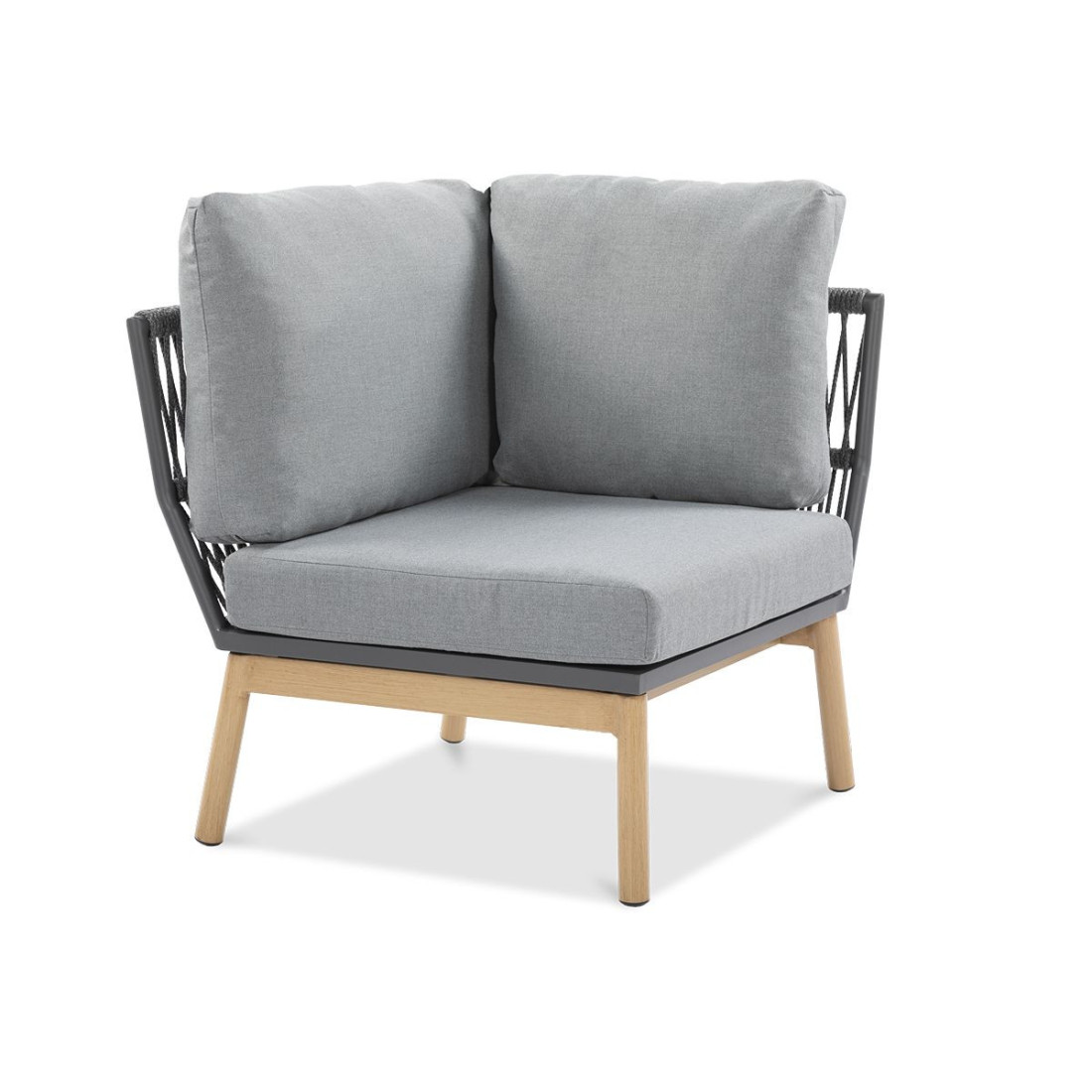 przód modułu narożnego paris caffe z szarymi poduszkami