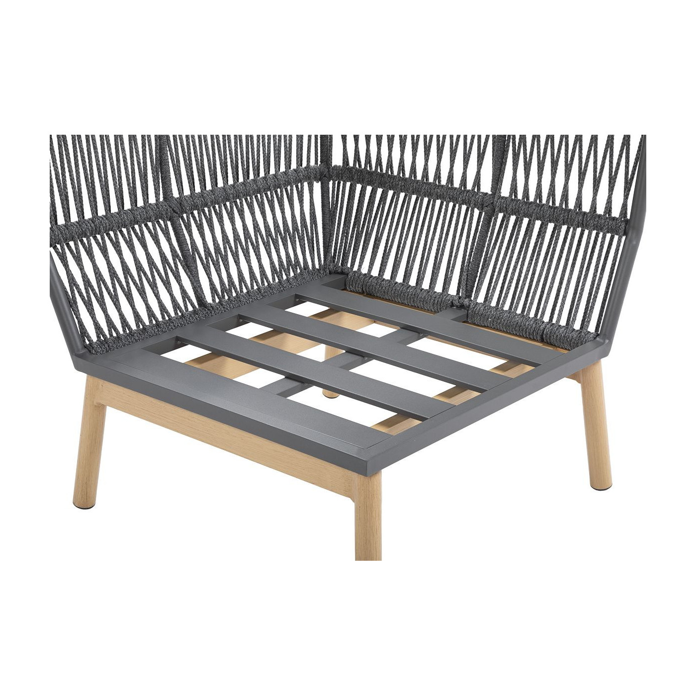 grafitow aluminiowa rama wraz z nogami pomalowanymi w kolor teak w module narożnym paris caffe