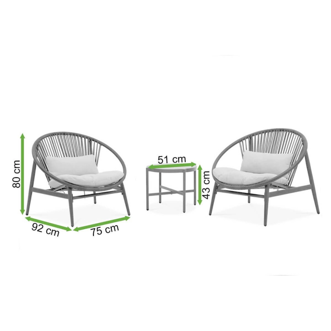 Zbliżenie nóżek fotelu balkonowego Galla