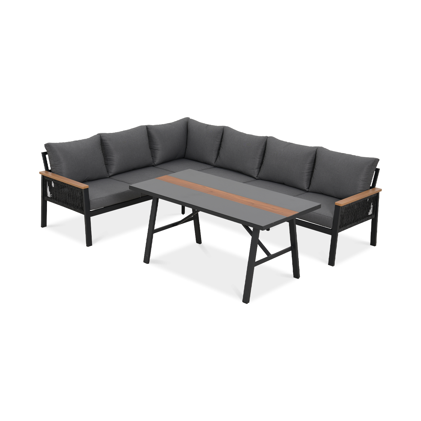 Narożnik + stół Ascona Dark Grey