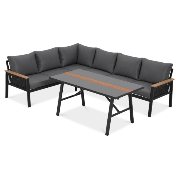 Narożnik + stół Ascona Dark Grey