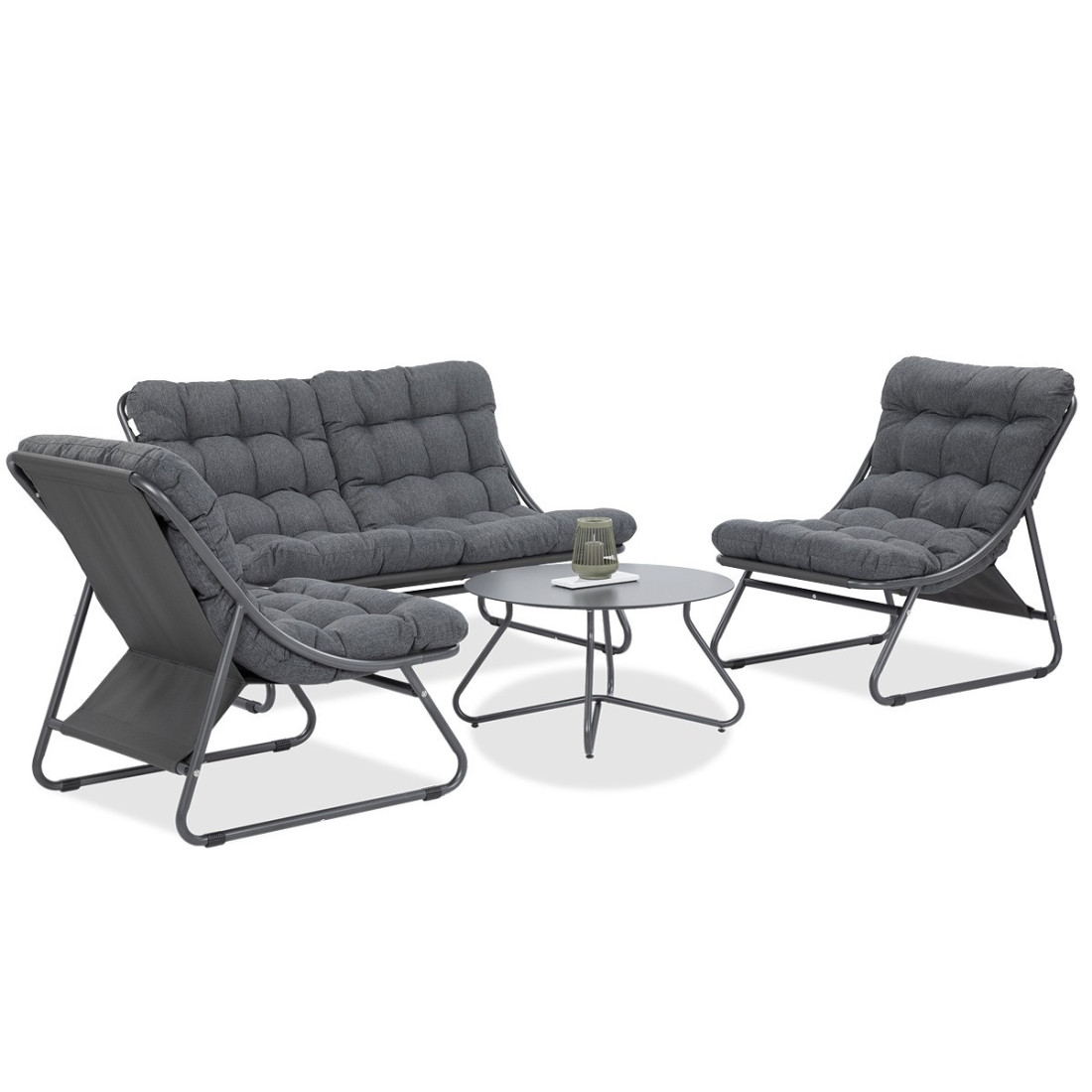 przód czteroosobowego zestawu mebli ogrodowych vista caffe z stolikiem kawowym