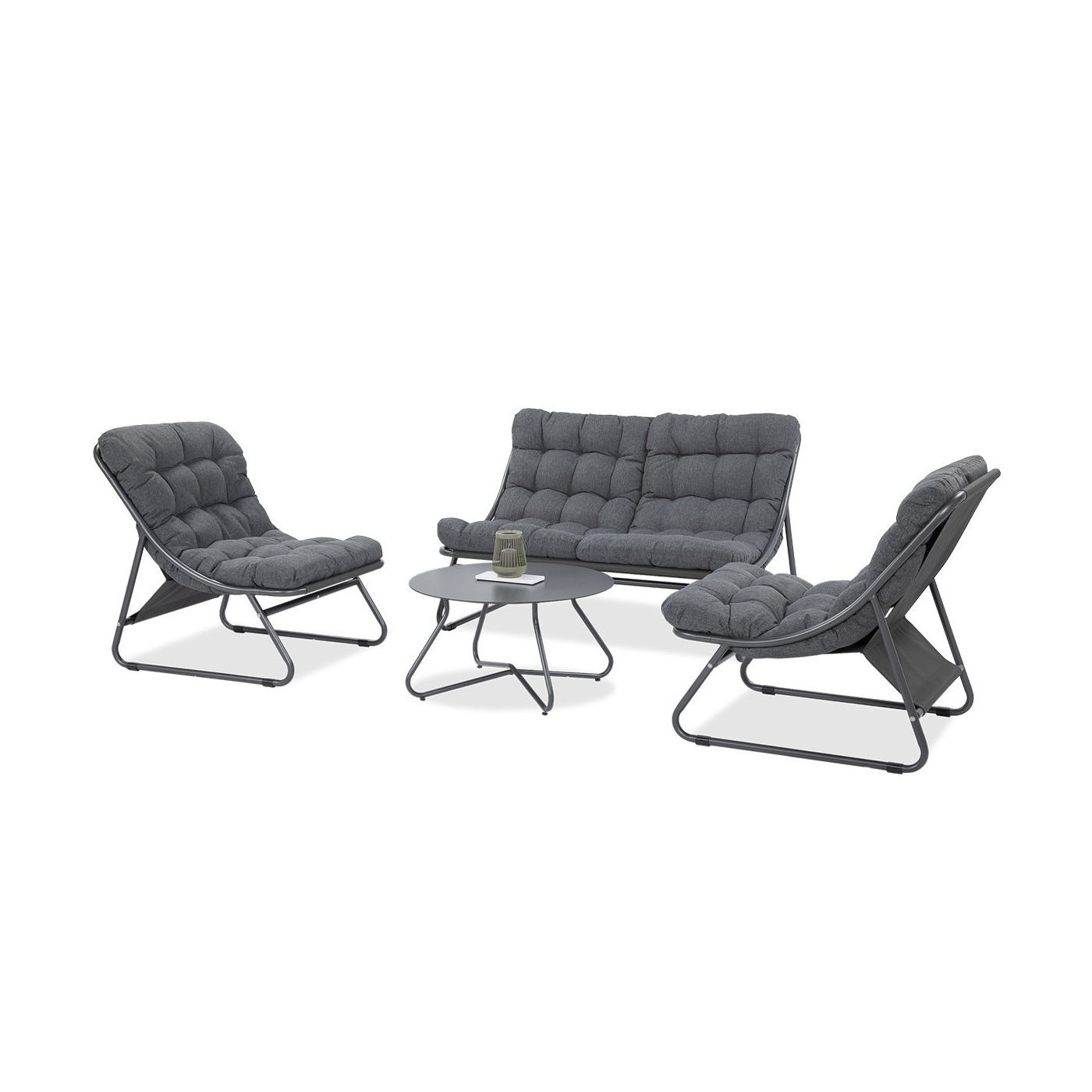 bok ciemno-szarego zestawu wypoczynkowego na ogród vista caffe