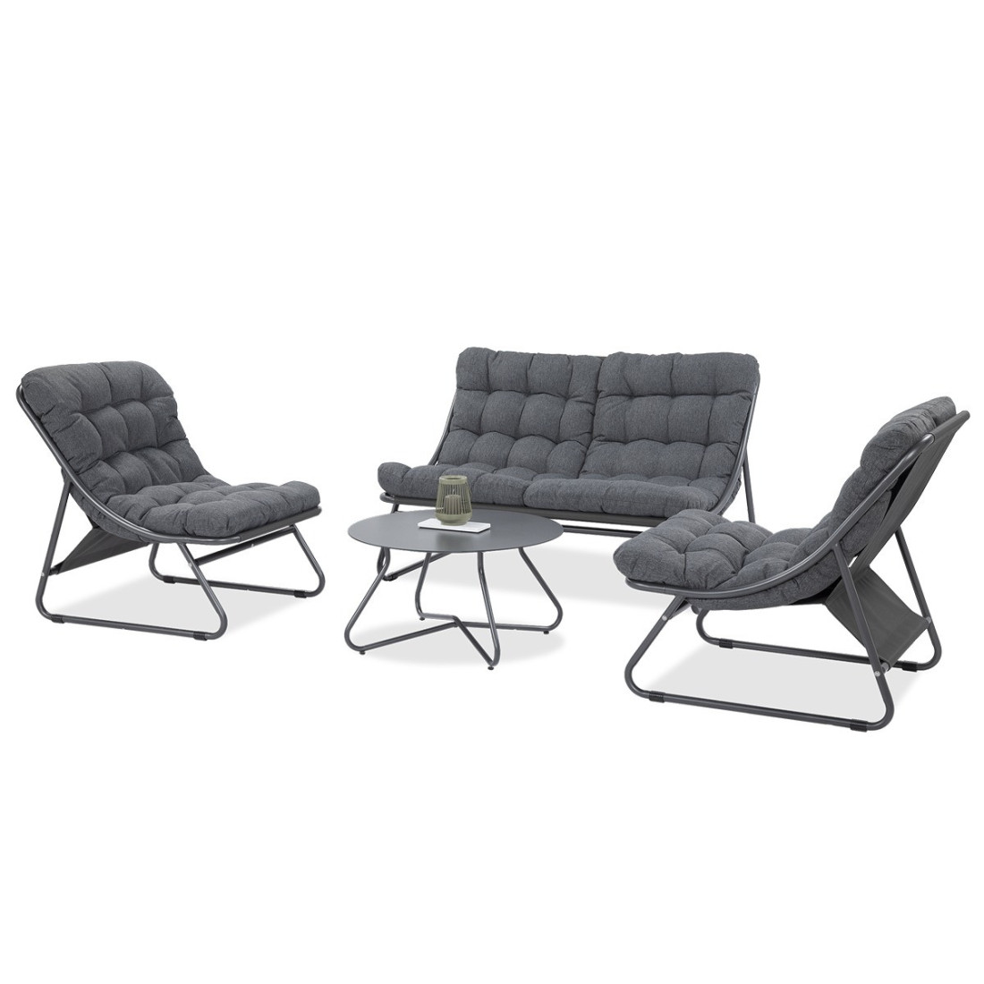 bok ciemno-szarego zestawu wypoczynkowego na ogród vista caffe