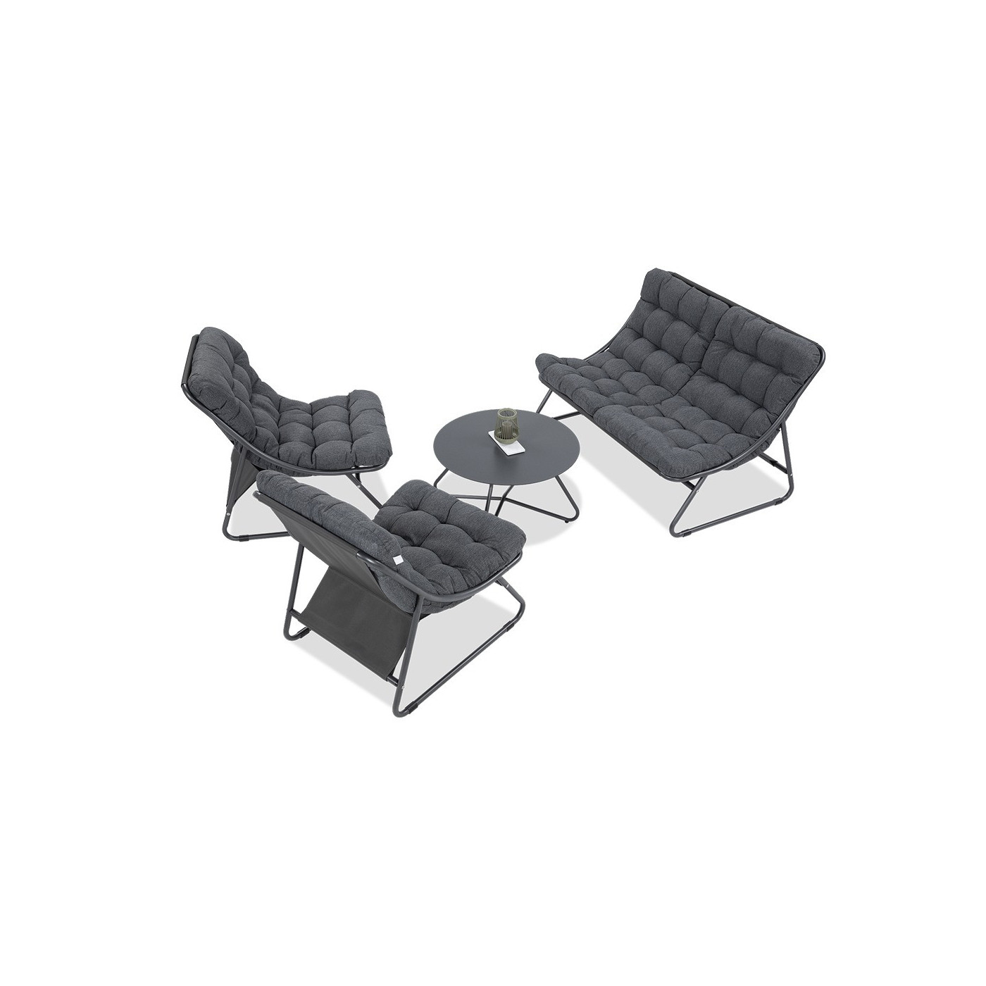 meble na ogród vista caffe - dwuosobowa sofa, dwa fotele i stolik kawowy