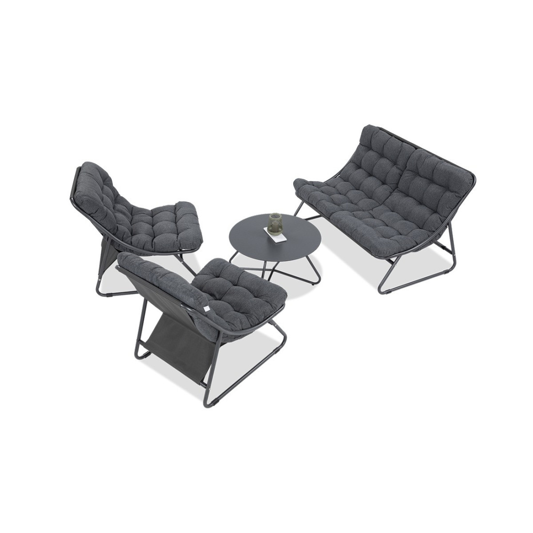 meble na ogród vista caffe - dwuosobowa sofa, dwa fotele i stolik kawowy