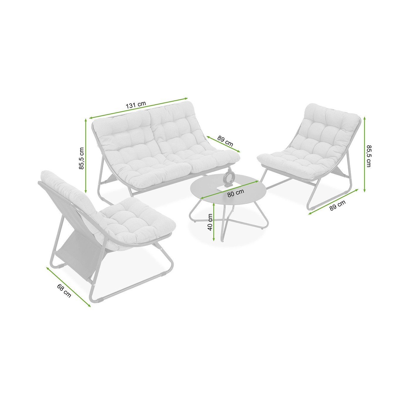 rysunek z wymiarami zestawu ogrodowego vista caffe