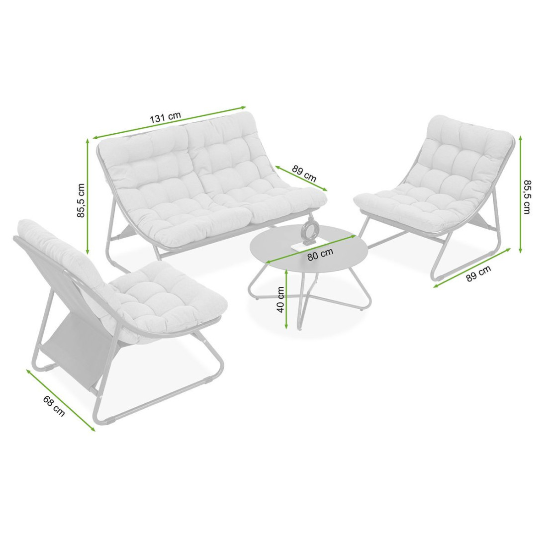 rysunek z wymiarami zestawu vista caffe