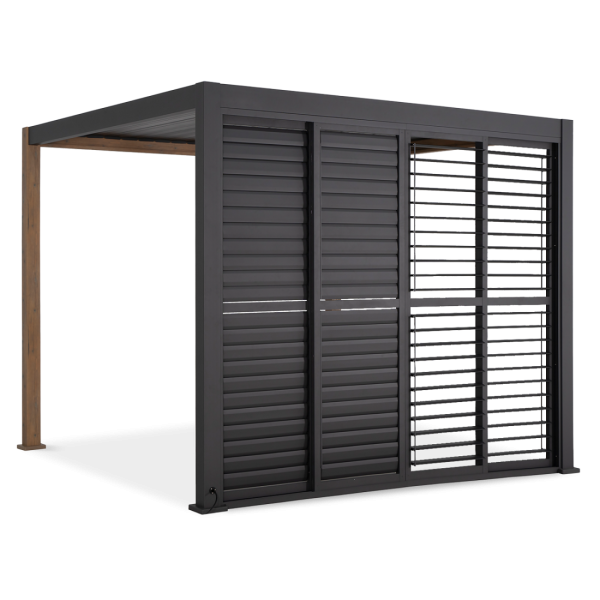 Przesuwane drzwi żaluzjowe do pergoli PREMIUM 3m, anthracite - GUTROOF