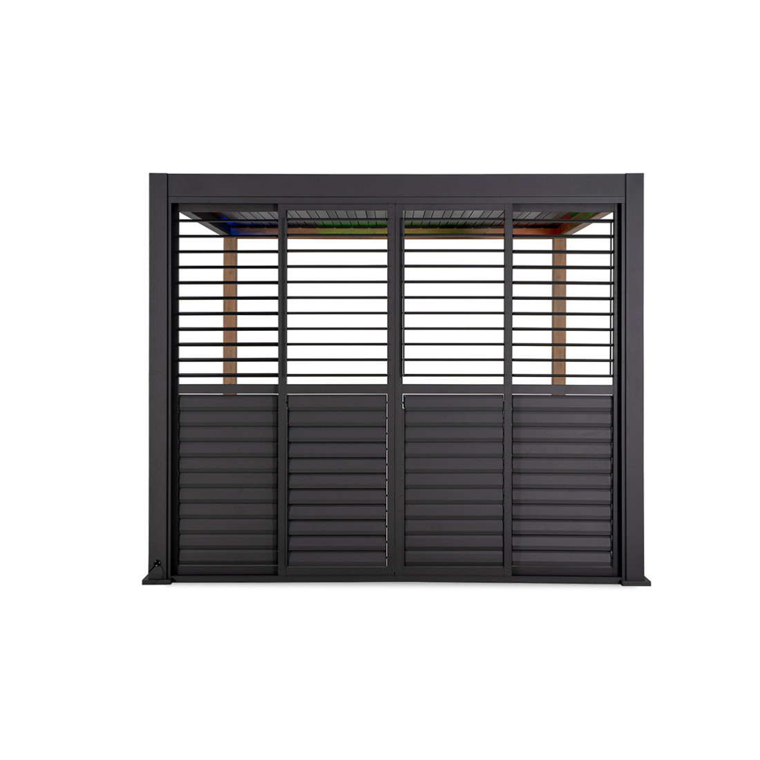 przesuwne drzwi żaluzjowe z możliwością regulacji światła i cyruklacji powietrza anthracite