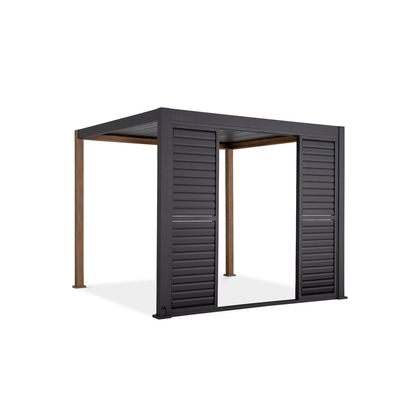 pół otwarte regulowane drzwi żaluzjowe do pergoli premium 3m w kolorze antracytowym