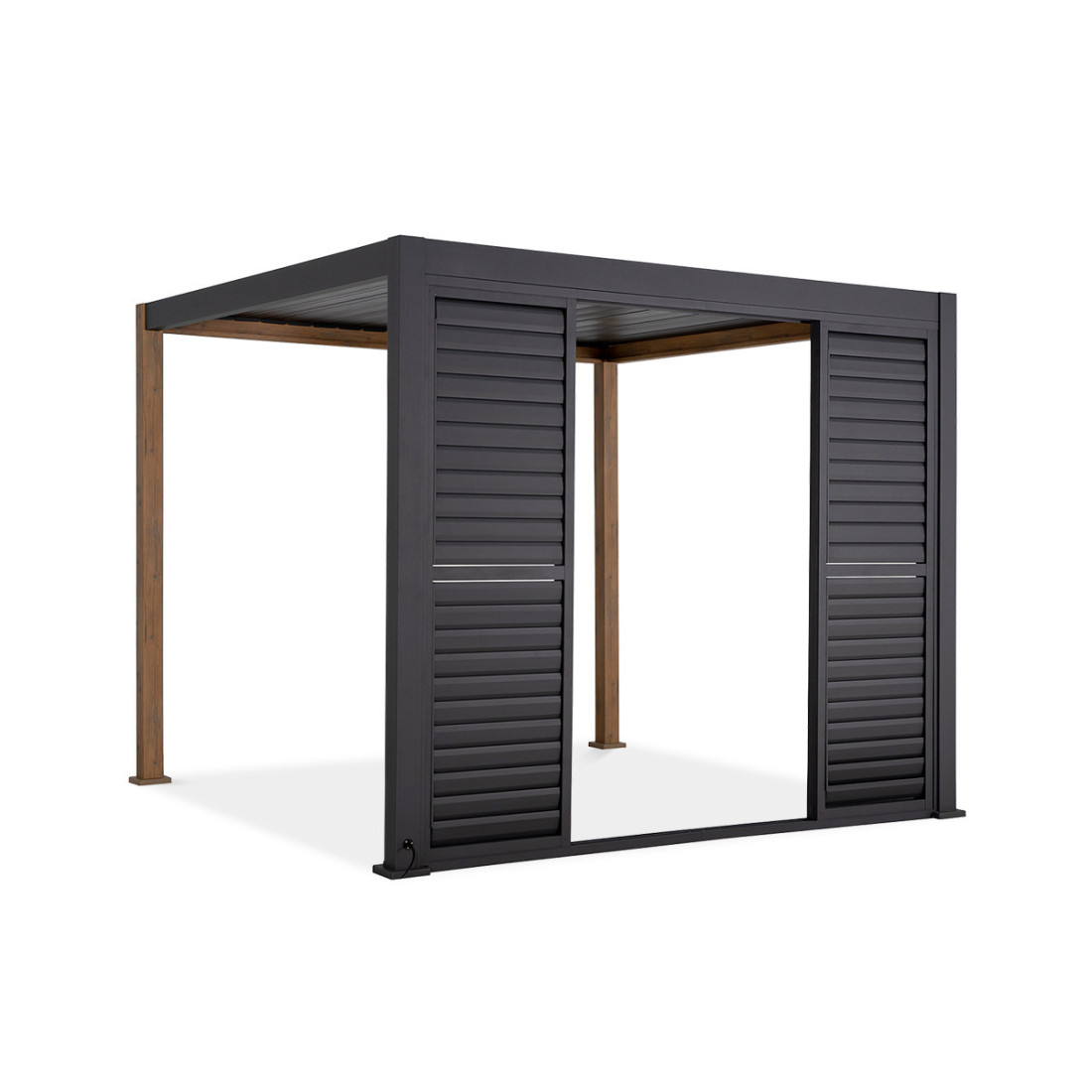 pół otwarte regulowane drzwi żaluzjowe do pergoli premium 3m w kolorze antracytowym