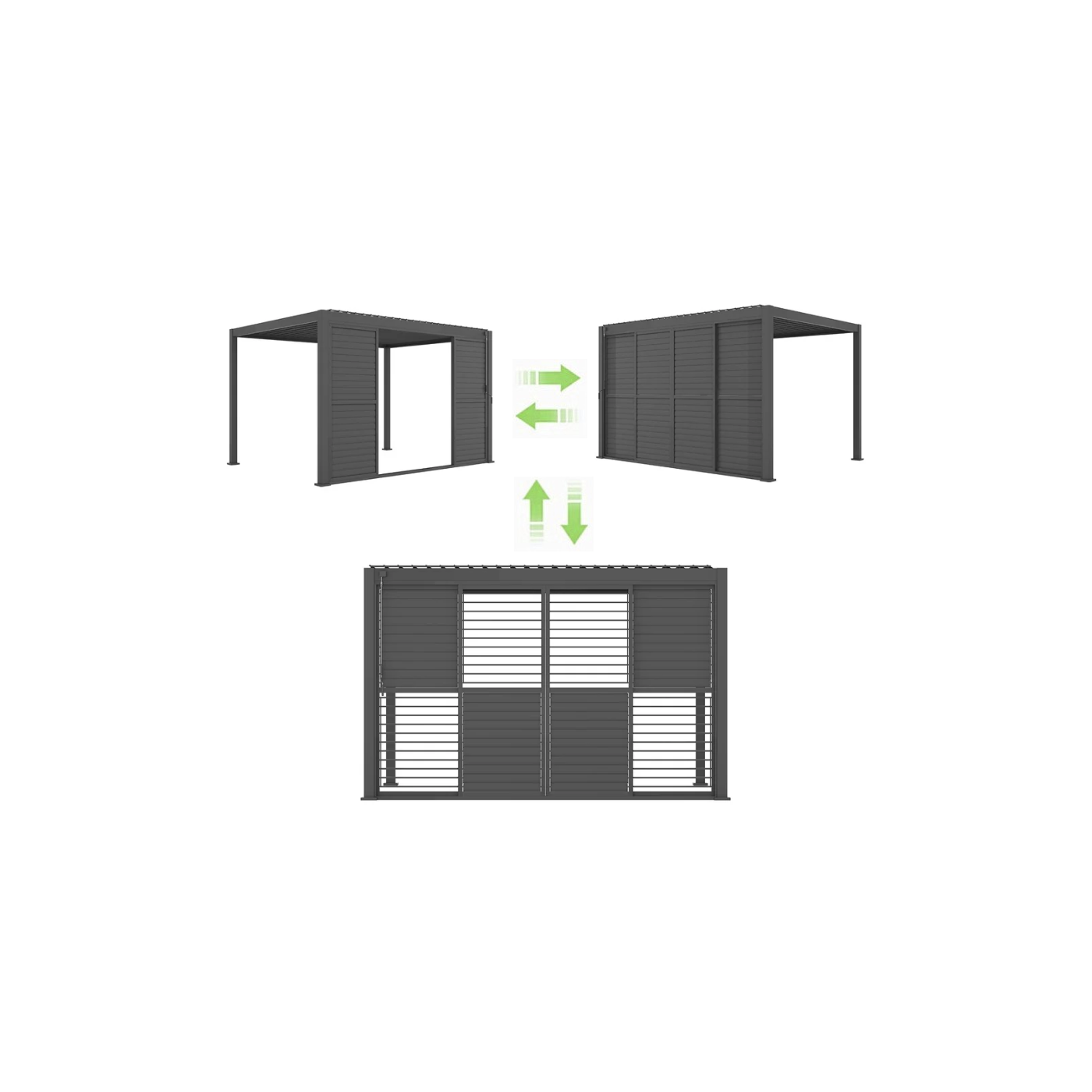 Przesuwane drzwi żaluzjowe do pergoli Premium 3, anthracite Gutroof