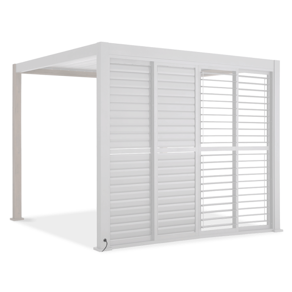 Drzwi przesuwne do pergol premium o szerokości 3m białe