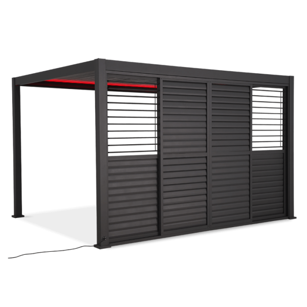 Przesuwane drzwi żaluzjowe do pergoli PREMIUM 4m, anthracite - GUTROOF