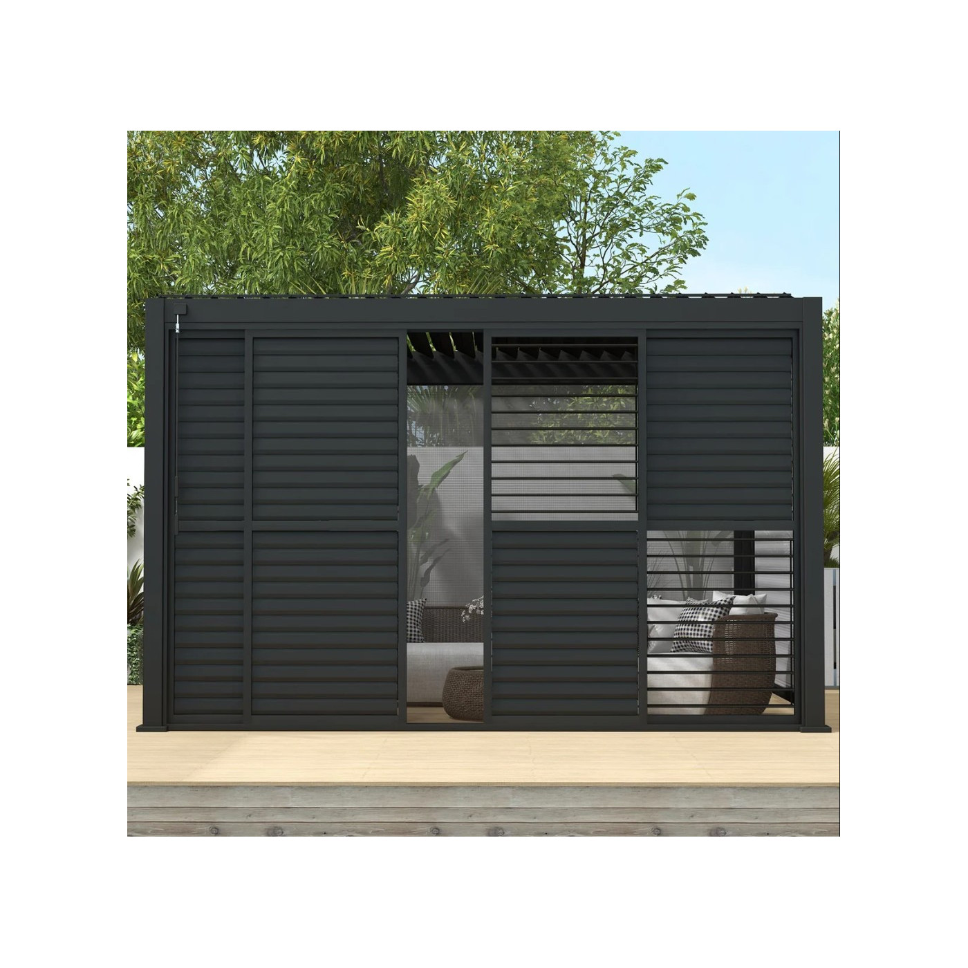 Wymiarowanie drzwi przesuwne żaluzjowych anthracite Premium 4 Gutroof