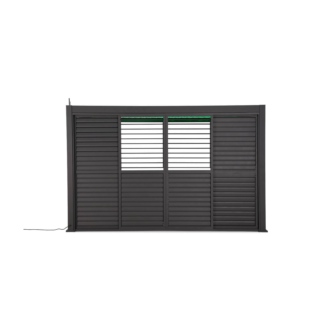 pół otwarte regulowane drzwi żaluzjowe do pergoli premium 4m w kolorze antracytowym