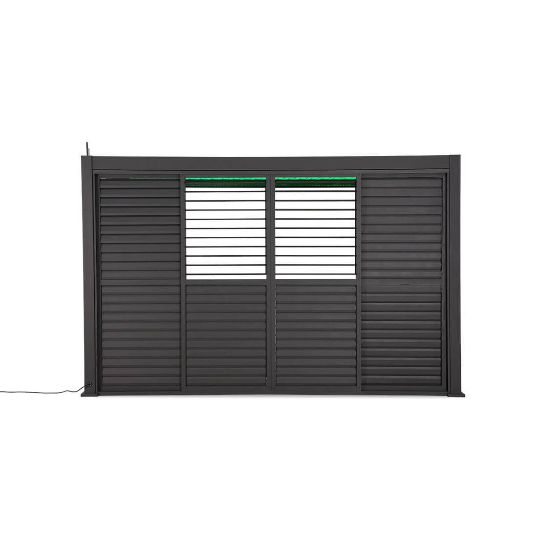 pół otwarte regulowane drzwi żaluzjowe do pergoli premium 4m w kolorze antracytowym