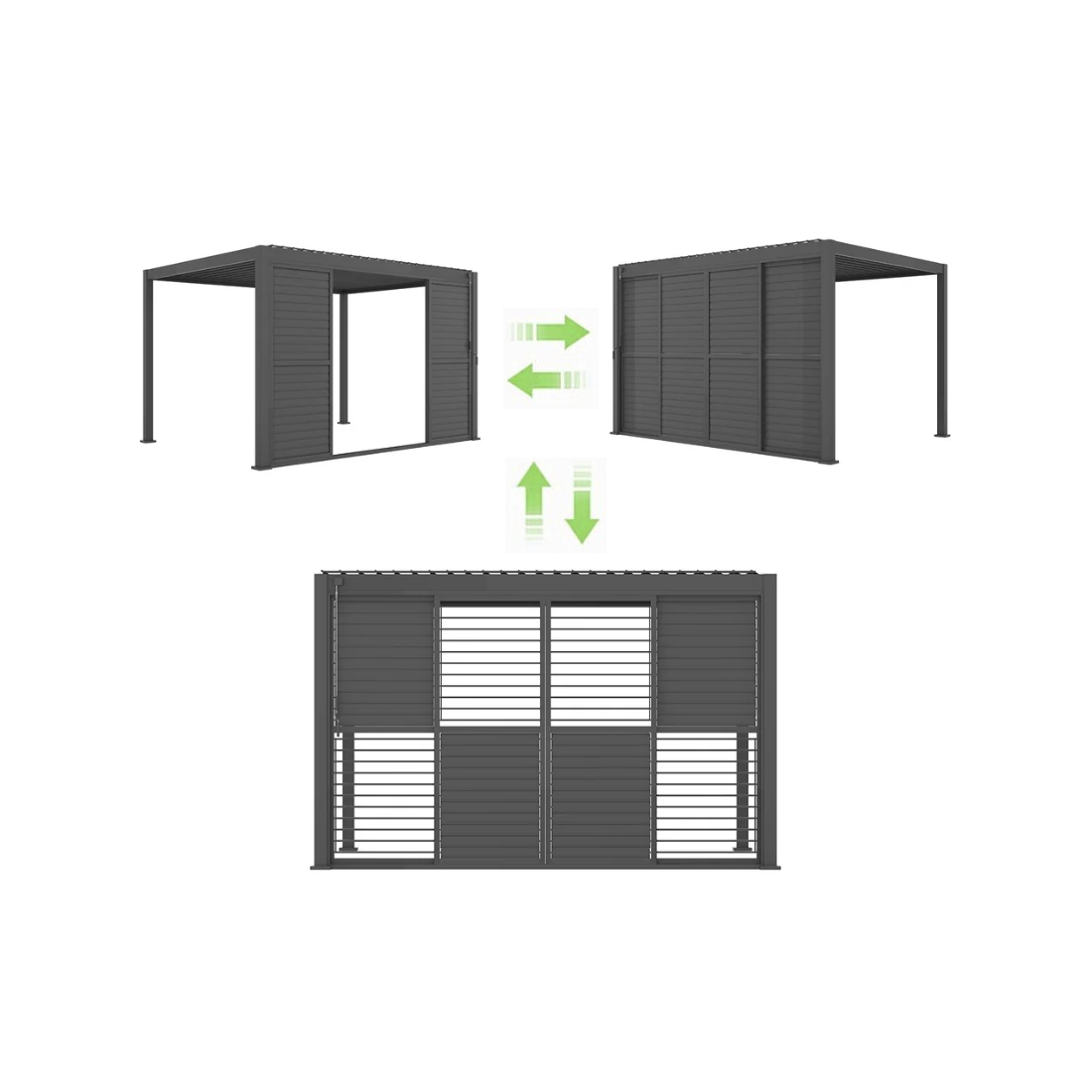 Przesuwane drzwi żaluzjowe do pergoli Premium 4, anthracite Gutroof