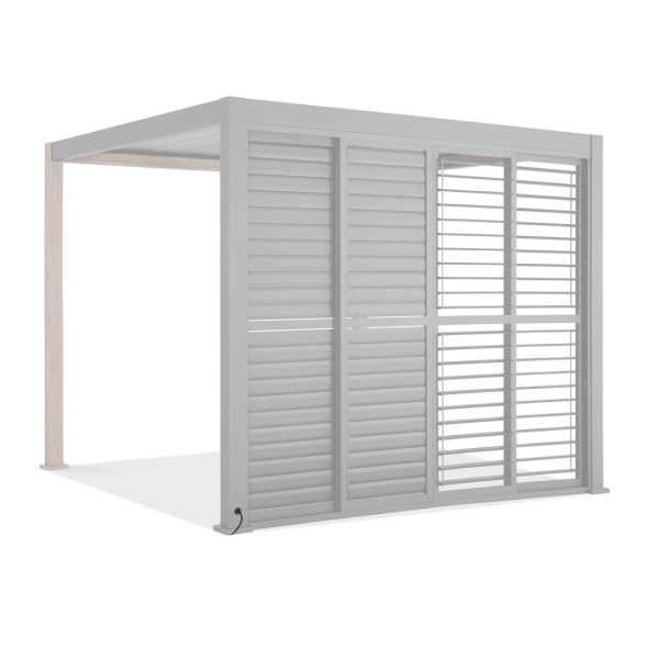 Żaluzjowe drzwi do pergoli PREMIUM 4m white, przesuwane - GUTROOF