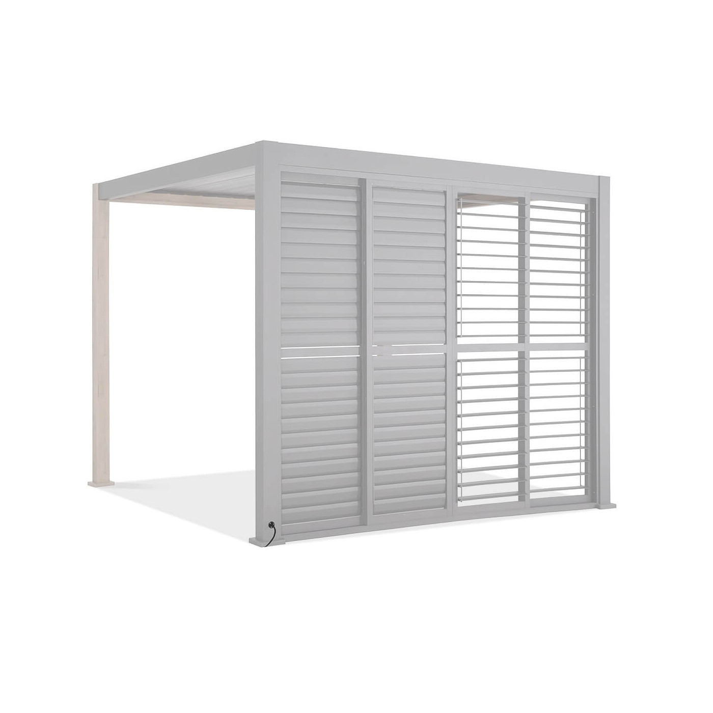 Regulowane przesuwne drzwi żaluzjowe do pergol premium 4m w kolorze białym