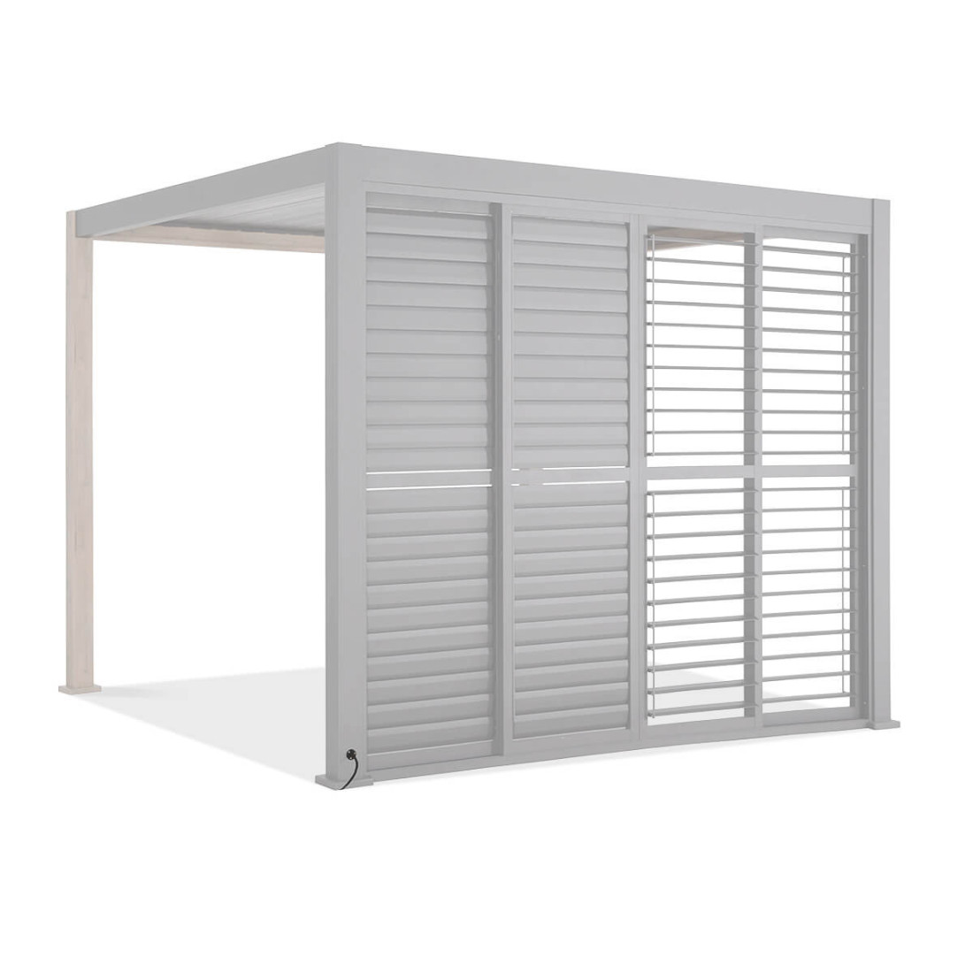Regulowane przesuwne drzwi żaluzjowe do pergol premium 4m w kolorze białym