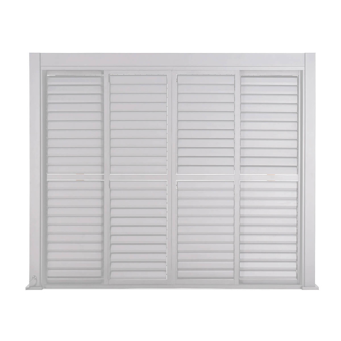 Najważniejsze cechy - przesuwane drzwi żaluzjowe do pergoli PREMIUM 4m, white - GUTROOF