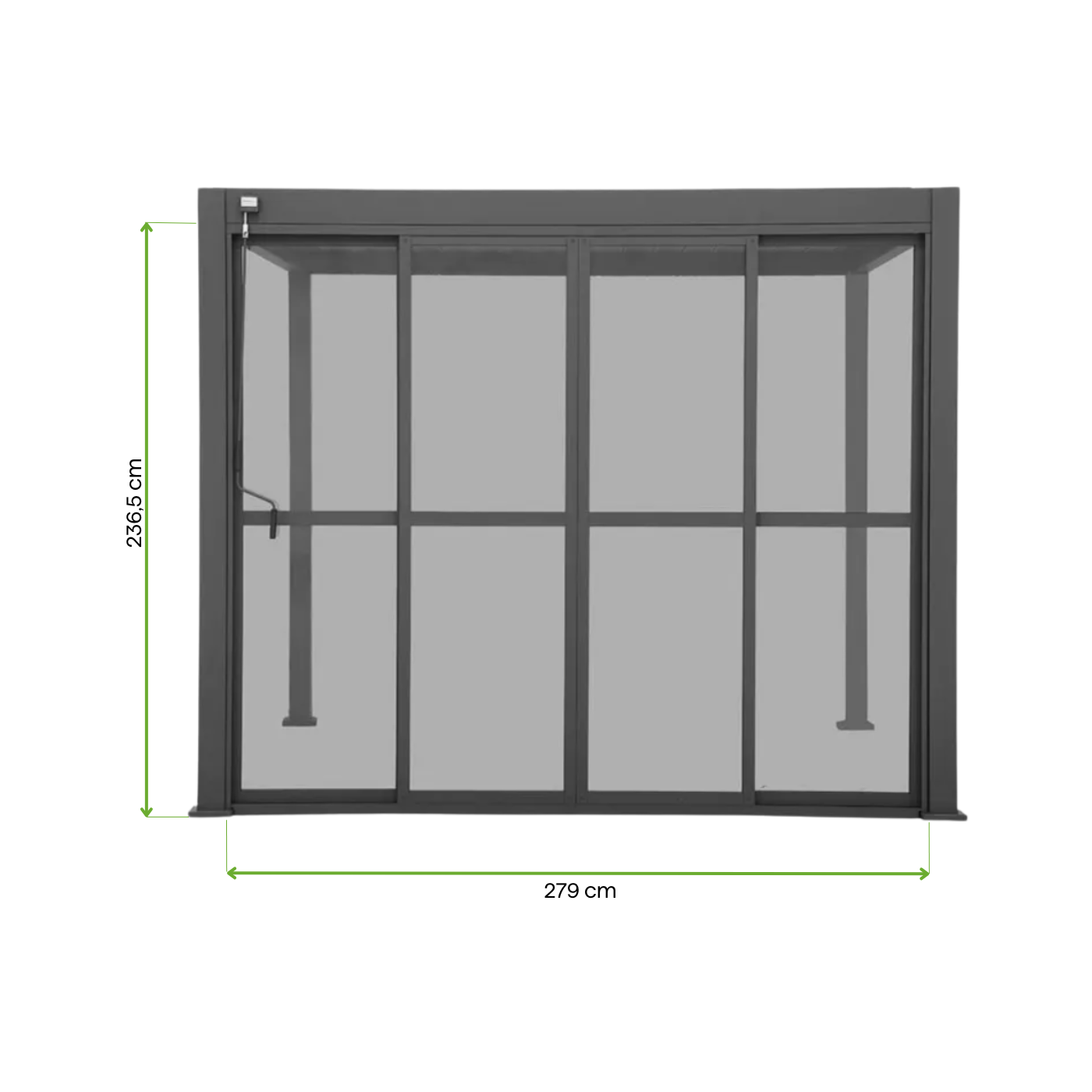 Infografika przesuwane drzwi z poliwęglanu do pergoli PREMIUM 3m anthracite - GUTROOF