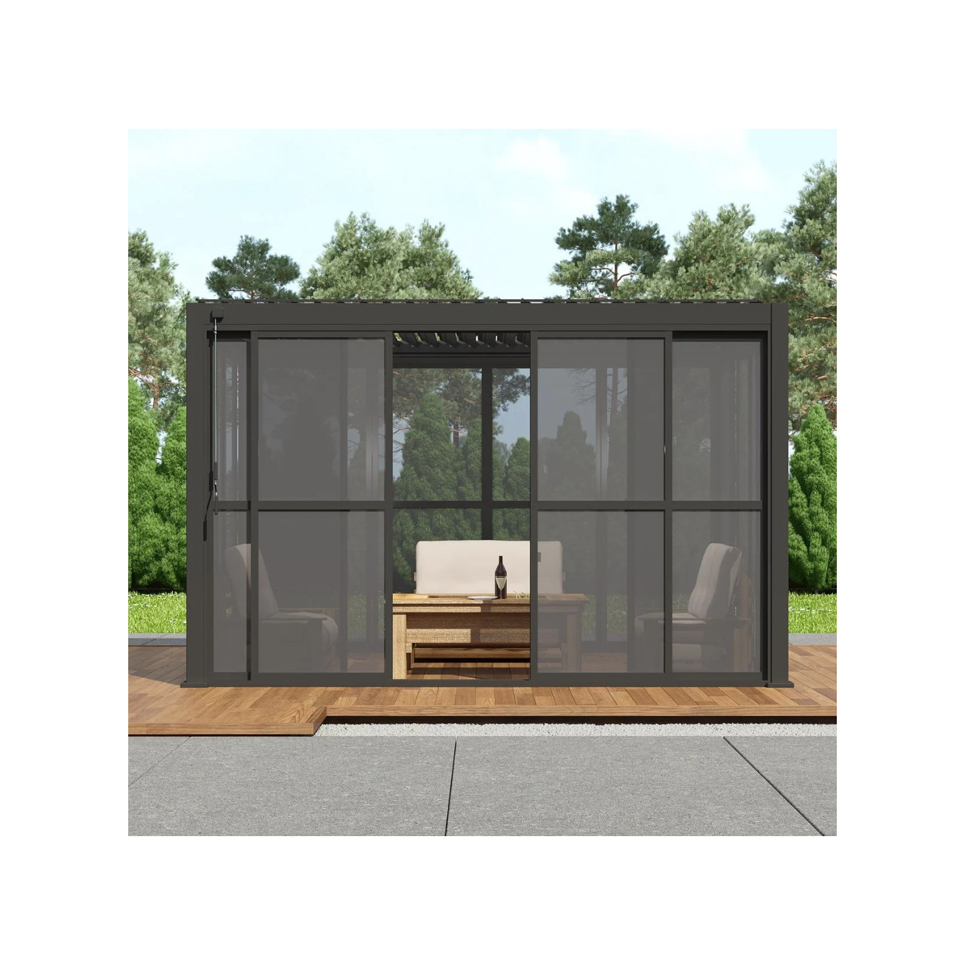 Wymiarowanie drzwi przesuwnych poliweglanowych  anthracite Premium 4 Gutroof