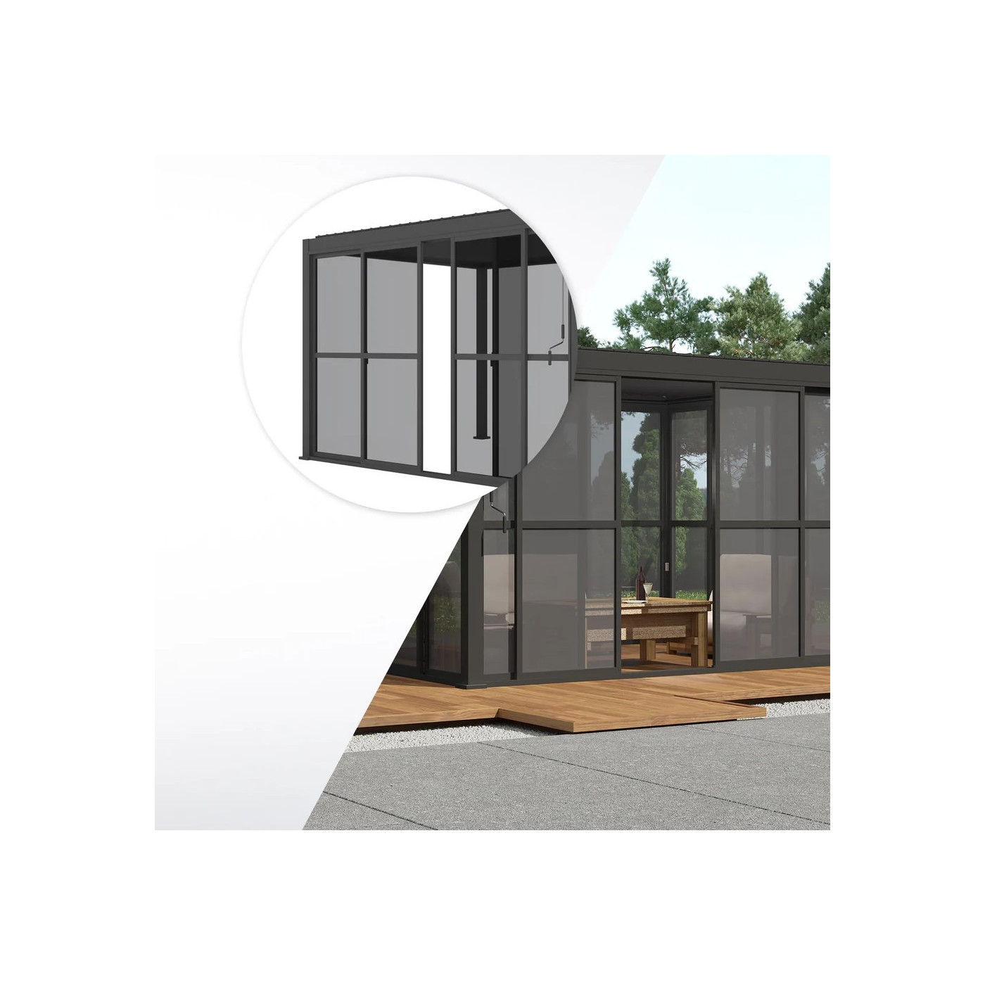 zbliżenie na detale drzwi przesuwnych 