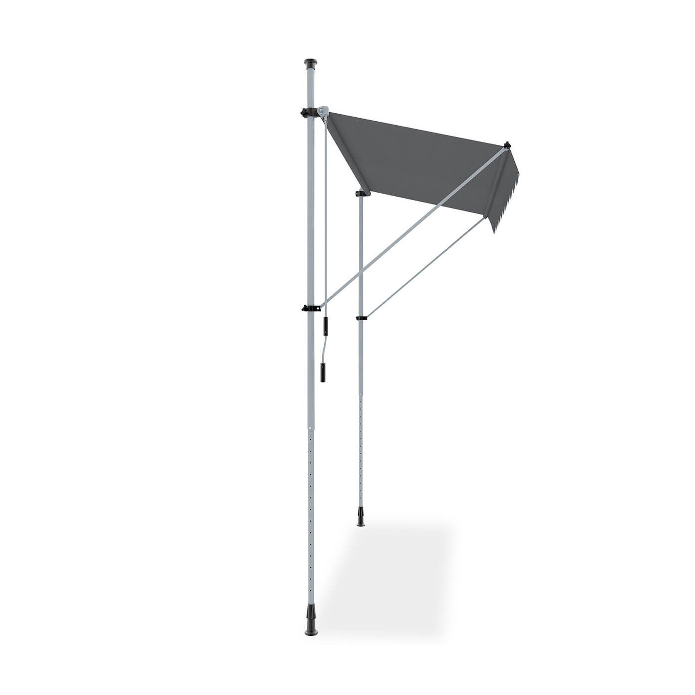 Zbliżenie na materiał markizy wykonany z poliestru w kolorze szarym