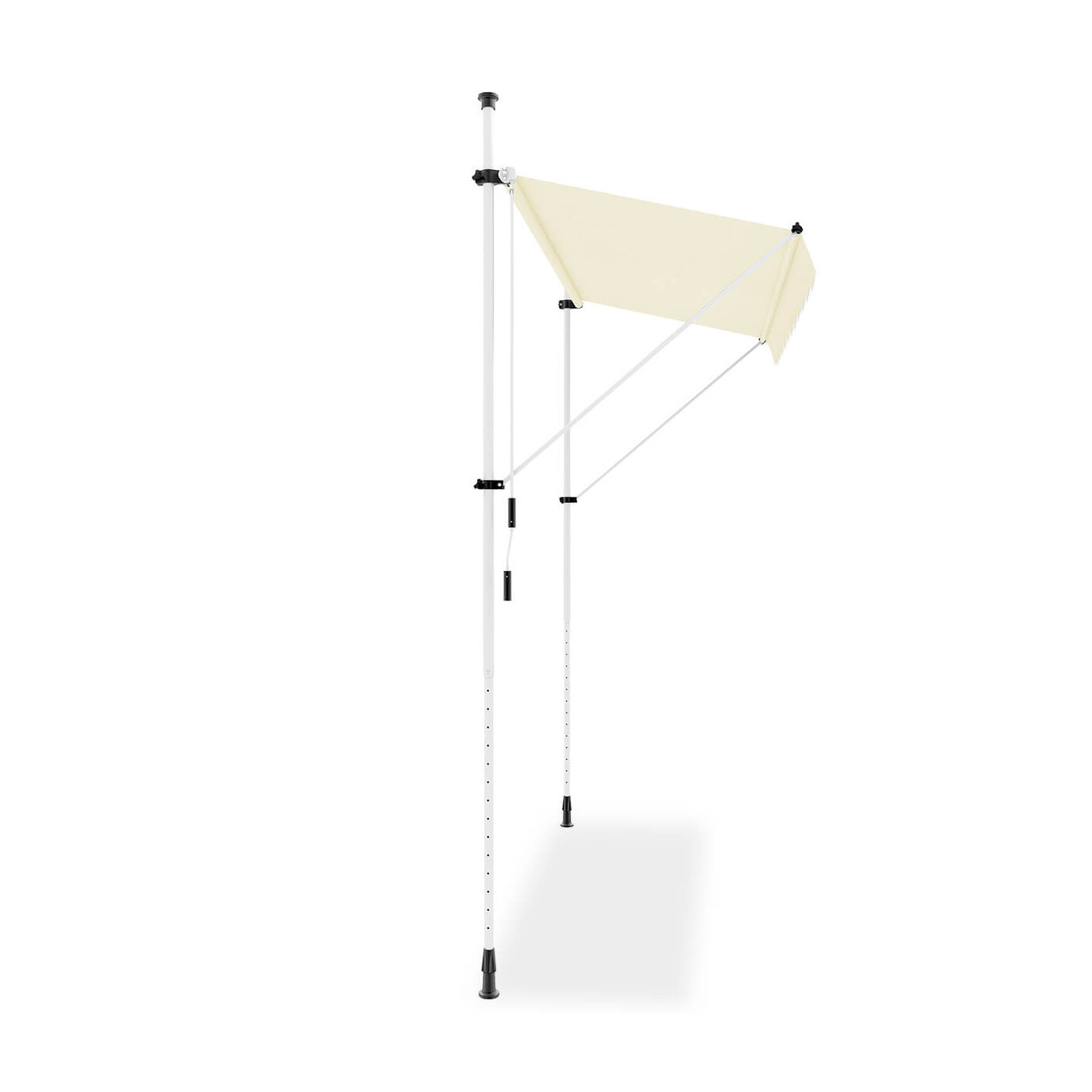 Zbliżenie na materiał markizy wykonany z poliestru w kolorze beżowym