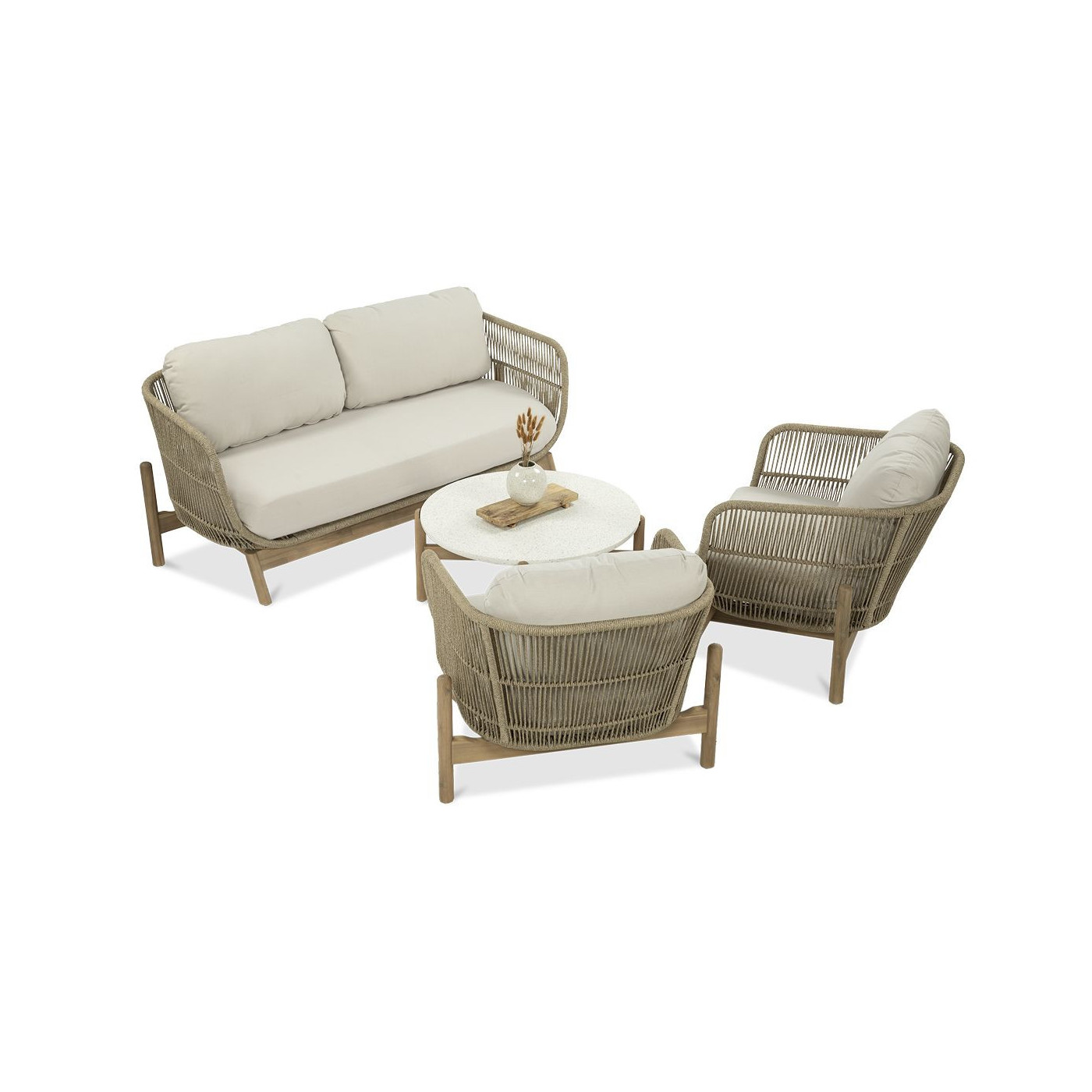 Widok z prawej strony na sofę z mebli tarasowych ANKARA Caffe