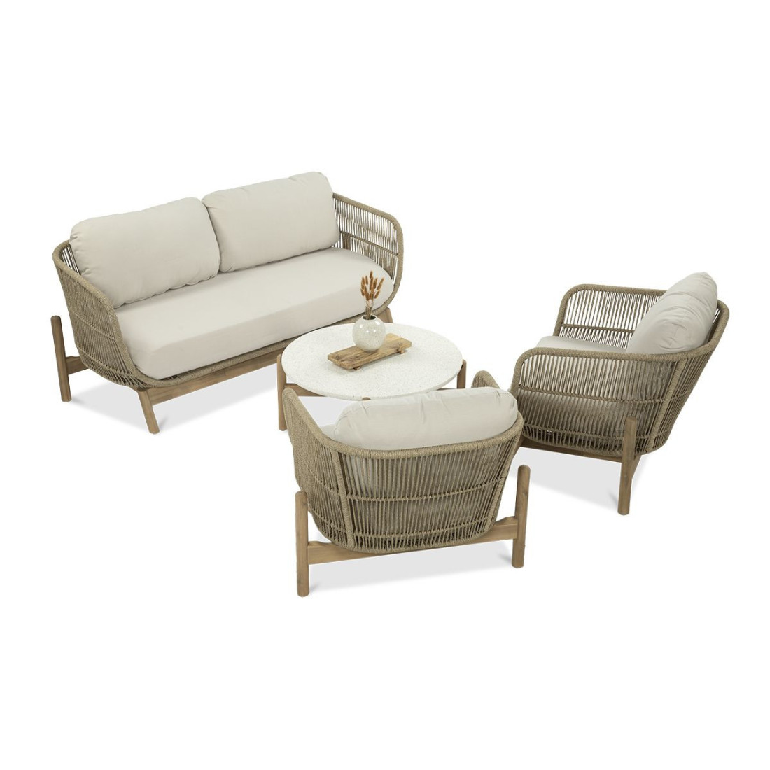 Widok z prawej strony na sofę z mebli tarasowych ANKARA Caffe