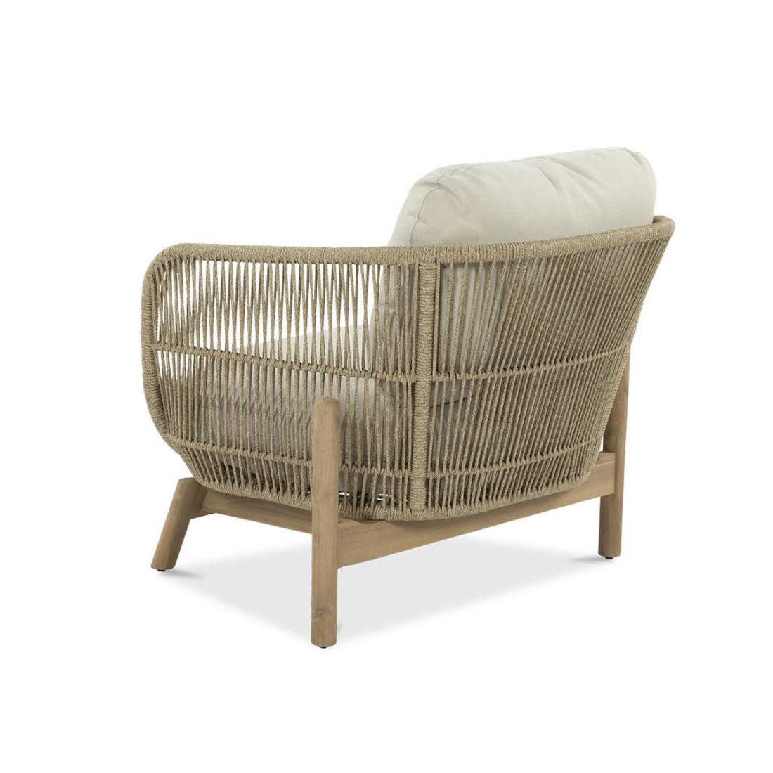 Przód fotela ogrodowego ankara caffe z beżowymi poduszkami