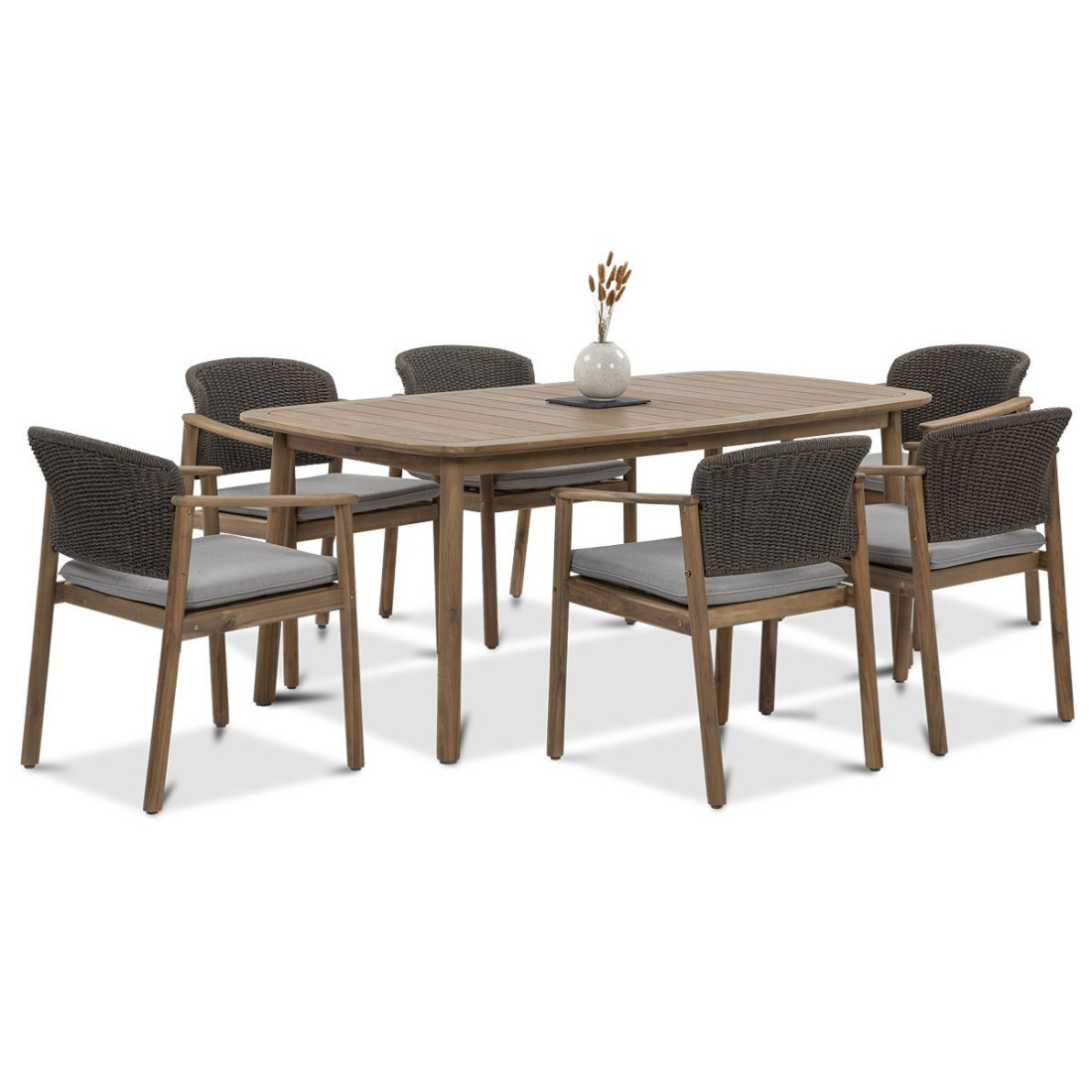 Sześcioosobowy zestaw jadalniany dover 6 plus 1 dining na tarasie