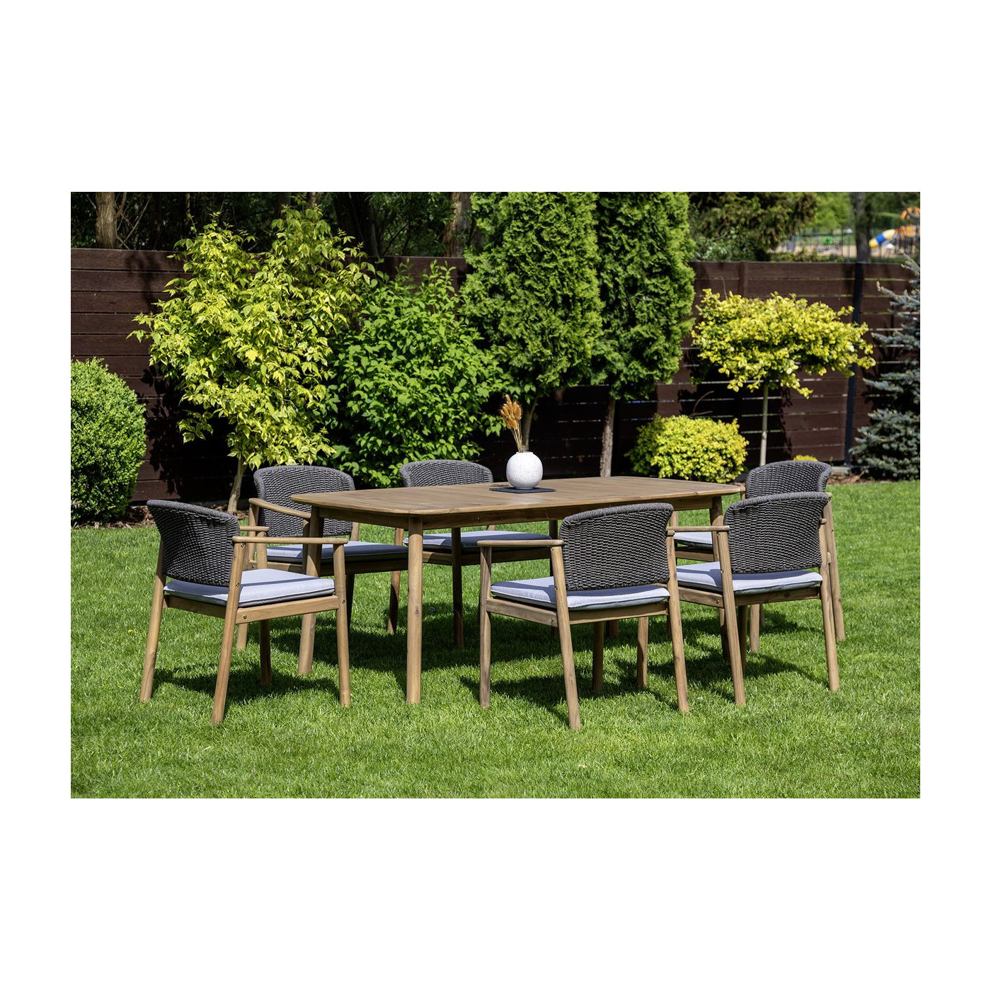 Rysunek z naniesionymi wymiarami na zestaw jadalniany dover dining