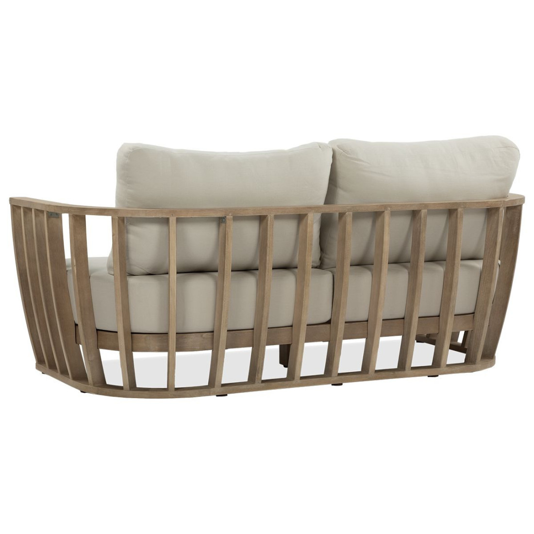 Przód sofy morandi z beżowymi poduszkami