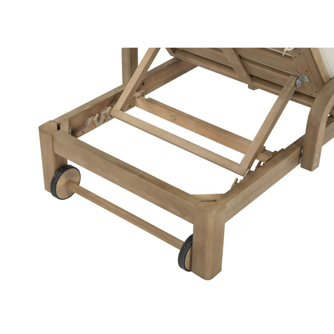 zbliżenie na drewnianą konstrukcję leżaka marigold