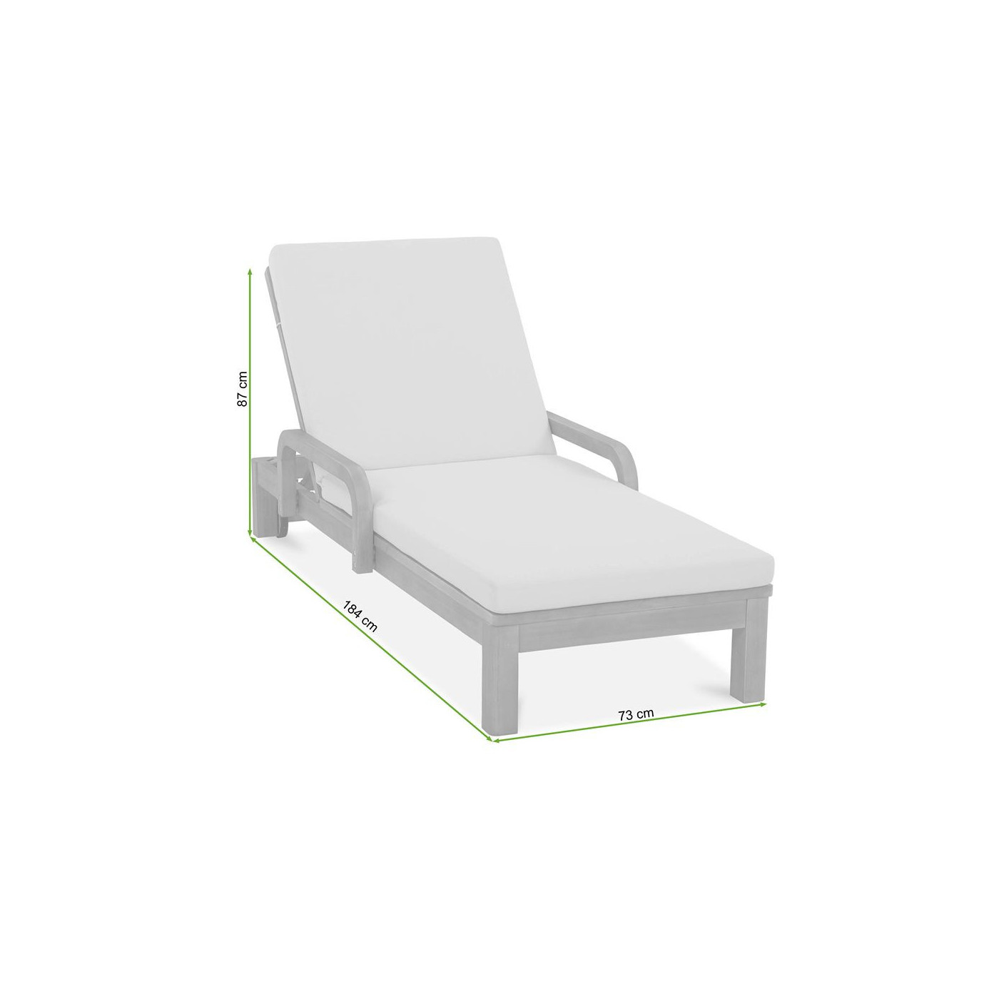 regulacja oparcia ustawiona na środkowy stopień w leżaku marigold