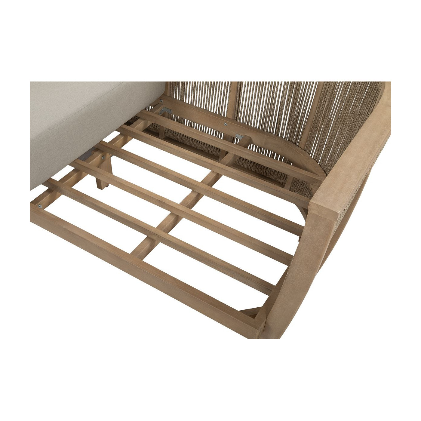 Tył sofy ogrodowej collins caffe z przeplataną naturalną liną