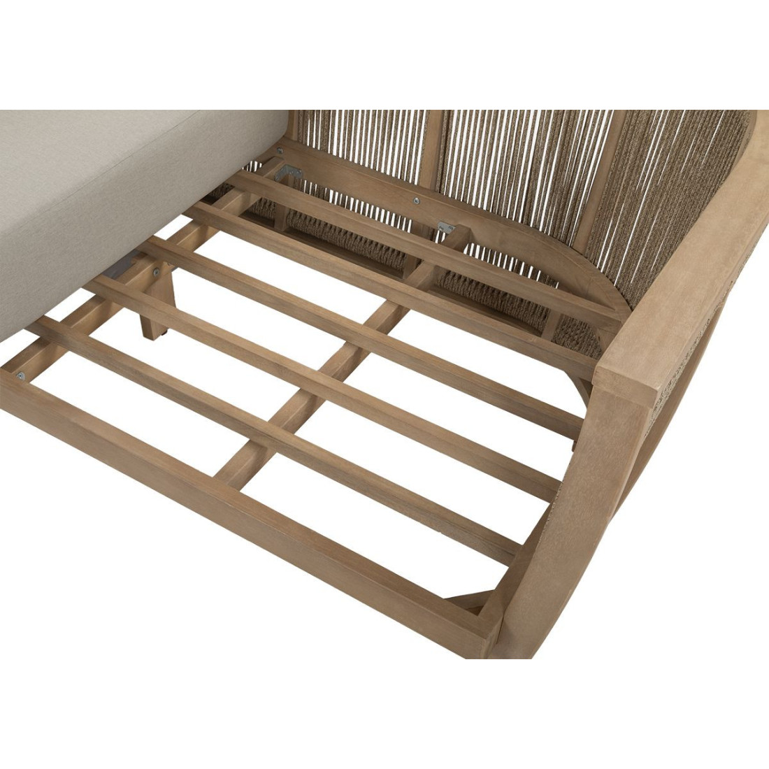 Tył sofy ogrodowej collins caffe z przeplataną naturalną liną