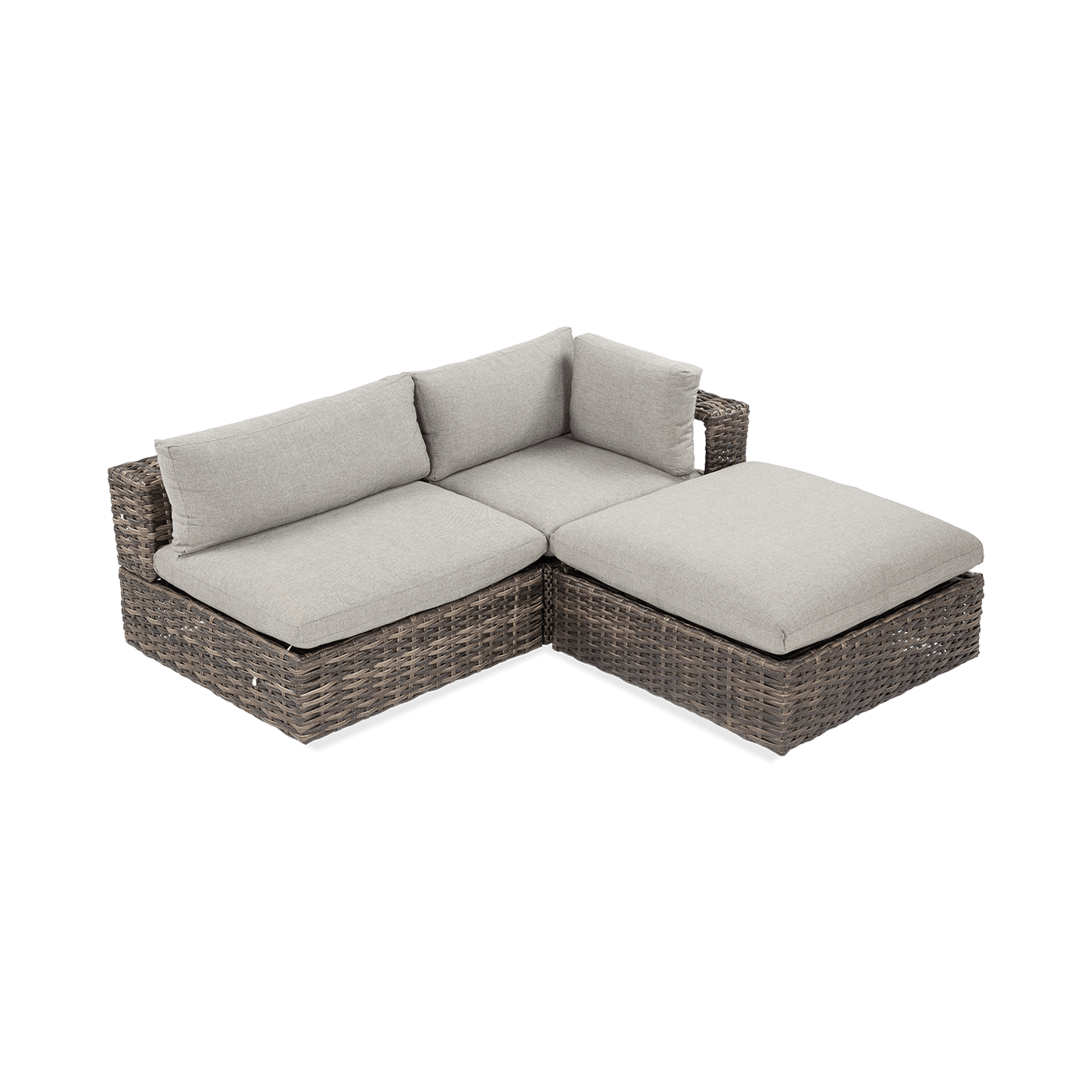 zestaw russel skonfigurowany jako jedna wielka sofa i dwie otomany