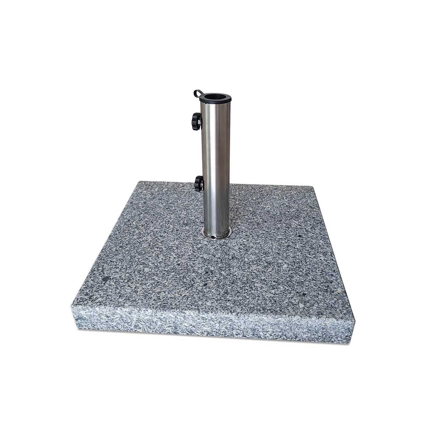 Widok z góry na podstawę kwadratową z granitu do parasoli z masztem centralnym 