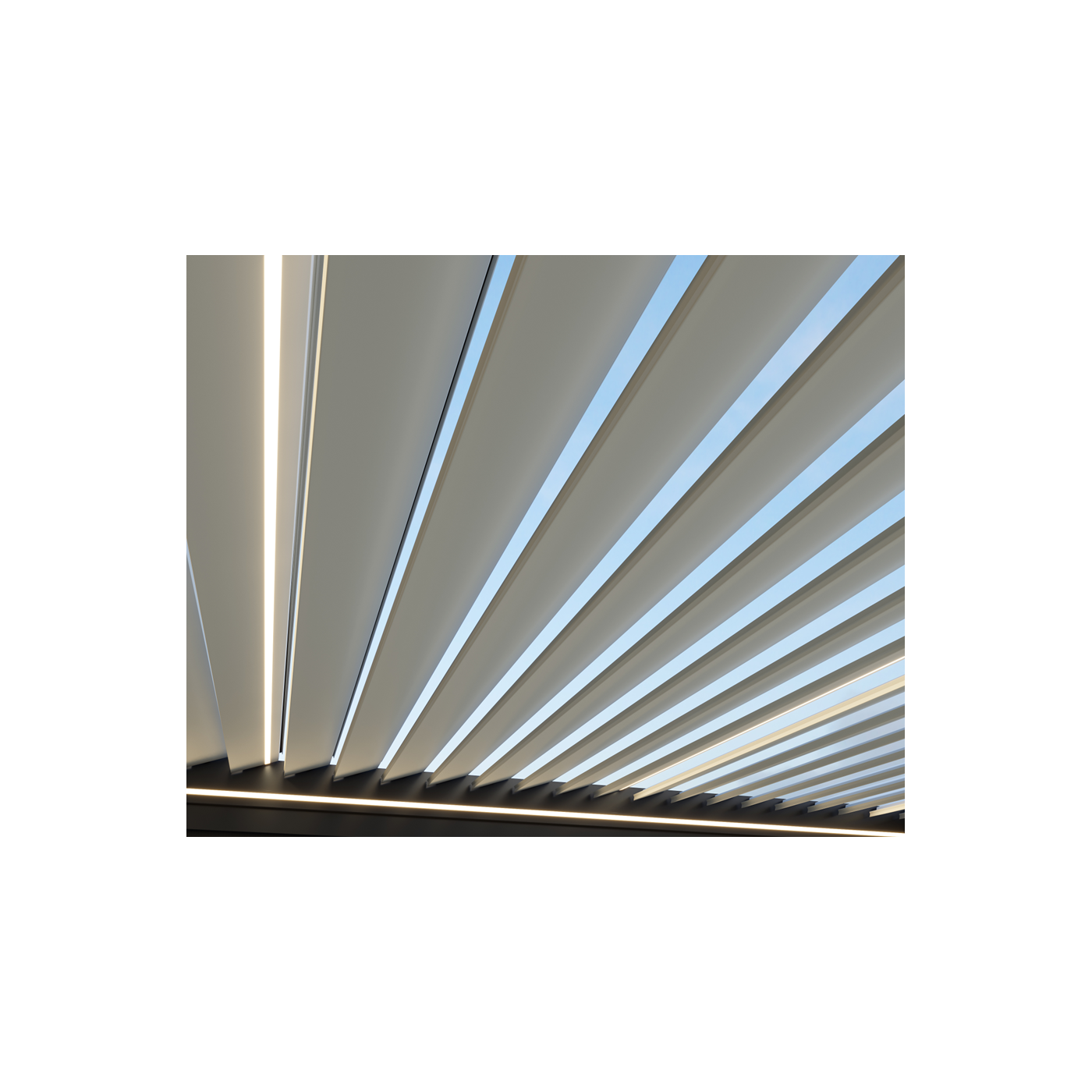 Zbliżenie na szare panele dachowe w pergoli elegance